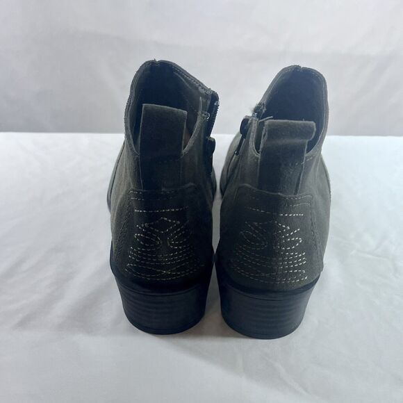 American Eagle Ankle Booties Womens 8M Western Pointed Toe Grey Embroidered Zip - Picture 7 of 11